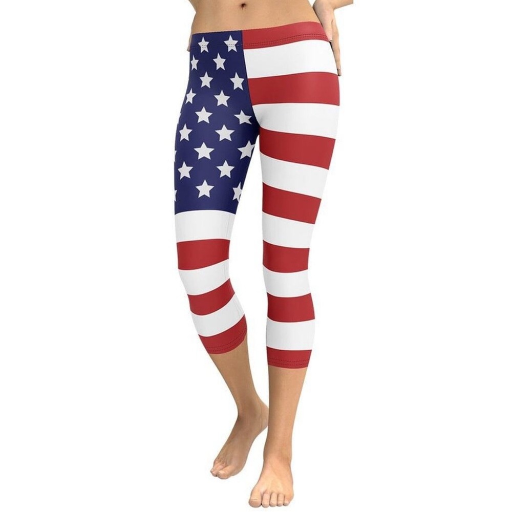 3357 Fierce Pulse American Flag Legging Capris
 Large